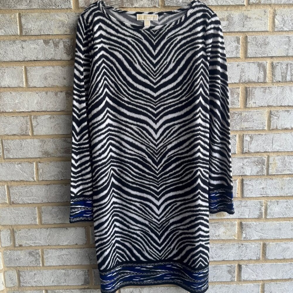 MICHAEL Michael Kors Long Sleeve Round Neck Animal Print Dress Women's Size L